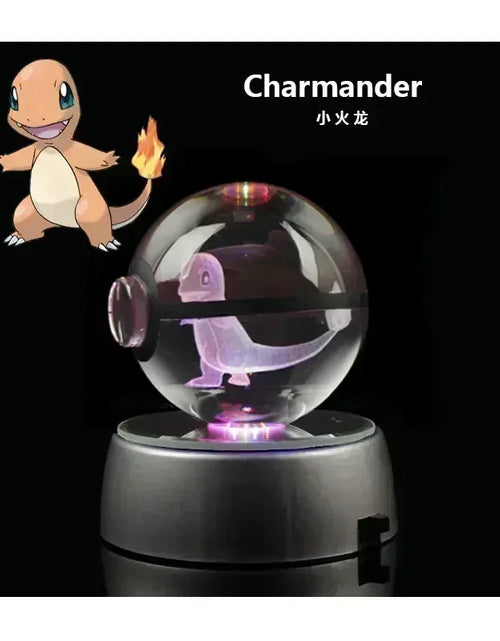 Load image into Gallery viewer, Pokemon Crystal Ball 3D Toys Snorlax Mewtwo Pikachu Figures Pokémon Engraving Model with LED Light Base Kids Gift Collectable
