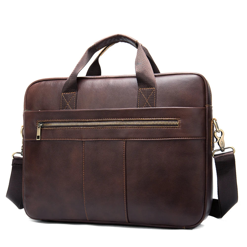 Men Genuine Leather Handbags Casual Leather Laptop Bags Male Business Travel Messenger Bags Men'S Crossbody Shoulder Bag