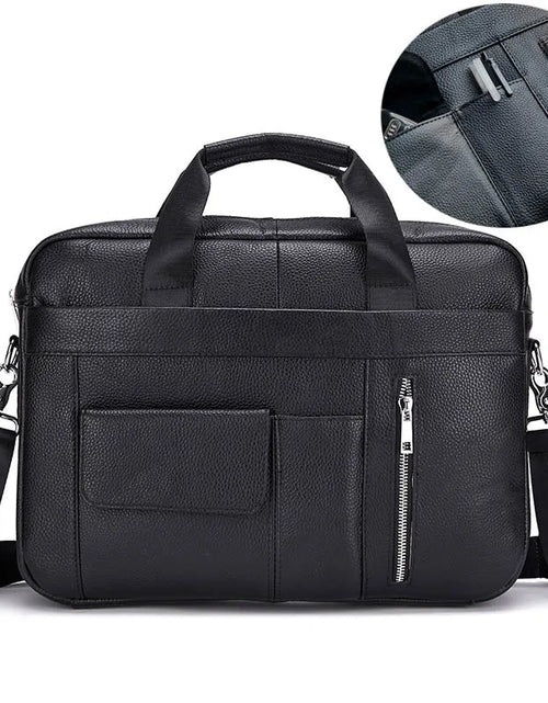 Load image into Gallery viewer, Men Genuine Leather Handbags Casual Leather Laptop Bags Male Business Travel Messenger Bags Men&#39;S Crossbody Shoulder Bag
