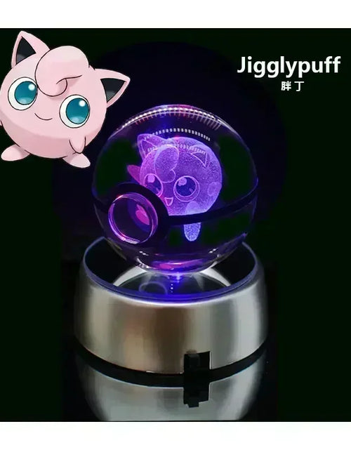 Load image into Gallery viewer, Pokemon Crystal Ball 3D Toys Snorlax Mewtwo Pikachu Figures Pokémon Engraving Model with LED Light Base Kids Gift Collectable
