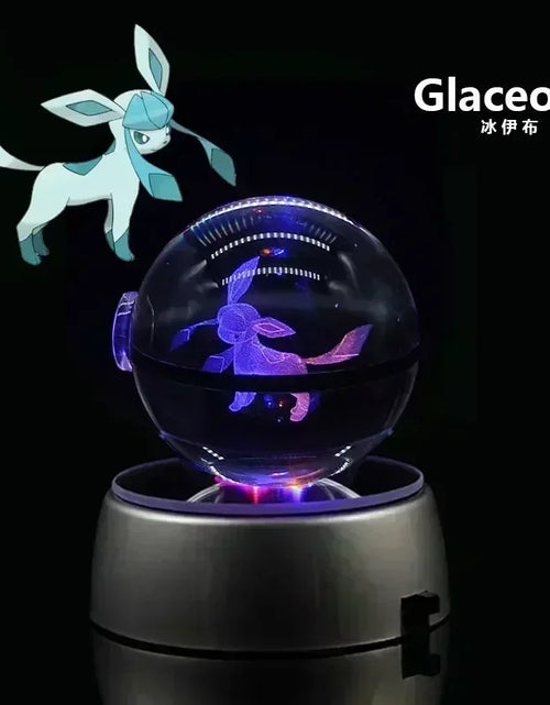 Load image into Gallery viewer, Pokemon Crystal Ball 3D Toys Snorlax Mewtwo Pikachu Figures Pokémon Engraving Model with LED Light Base Kids Gift Collectable
