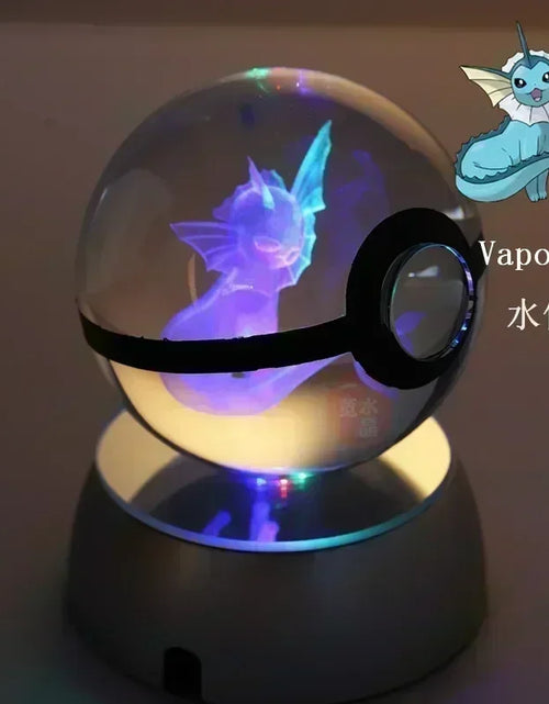 Load image into Gallery viewer, Pokemon Crystal Ball 3D Toys Snorlax Mewtwo Pikachu Figures Pokémon Engraving Model with LED Light Base Kids Gift Collectable
