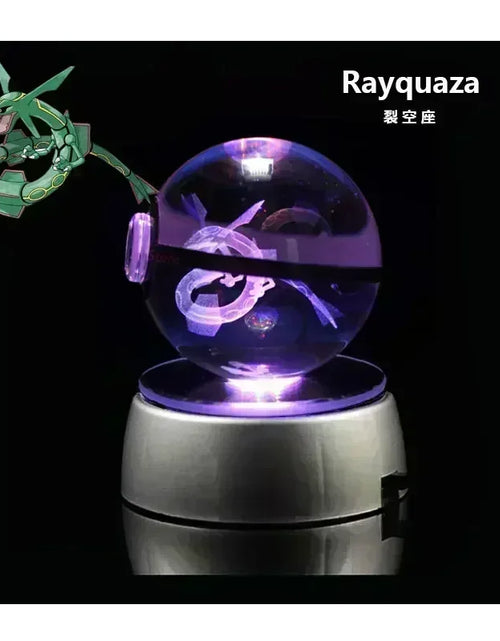 Load image into Gallery viewer, Pokemon Crystal Ball 3D Toys Snorlax Mewtwo Pikachu Figures Pokémon Engraving Model with LED Light Base Kids Gift Collectable
