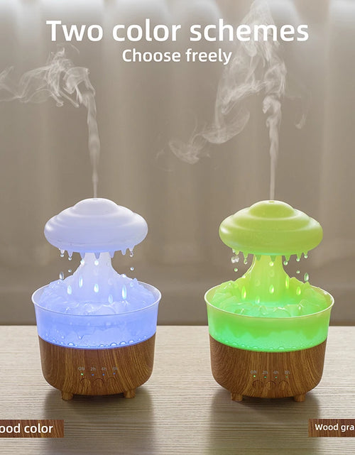 Load image into Gallery viewer, USB Rain Air Humidifier Electric Aroma Diffuser Rain Cloud Smell Desktop Relax Water Drops Sounds Colorful Night Light Household
