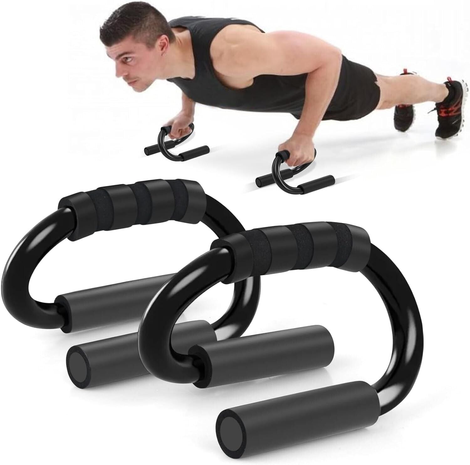 Push up Bar S Shapes Non-Slip Fitness Stand Exercise Grips Strength Workout Equipment Home Gym