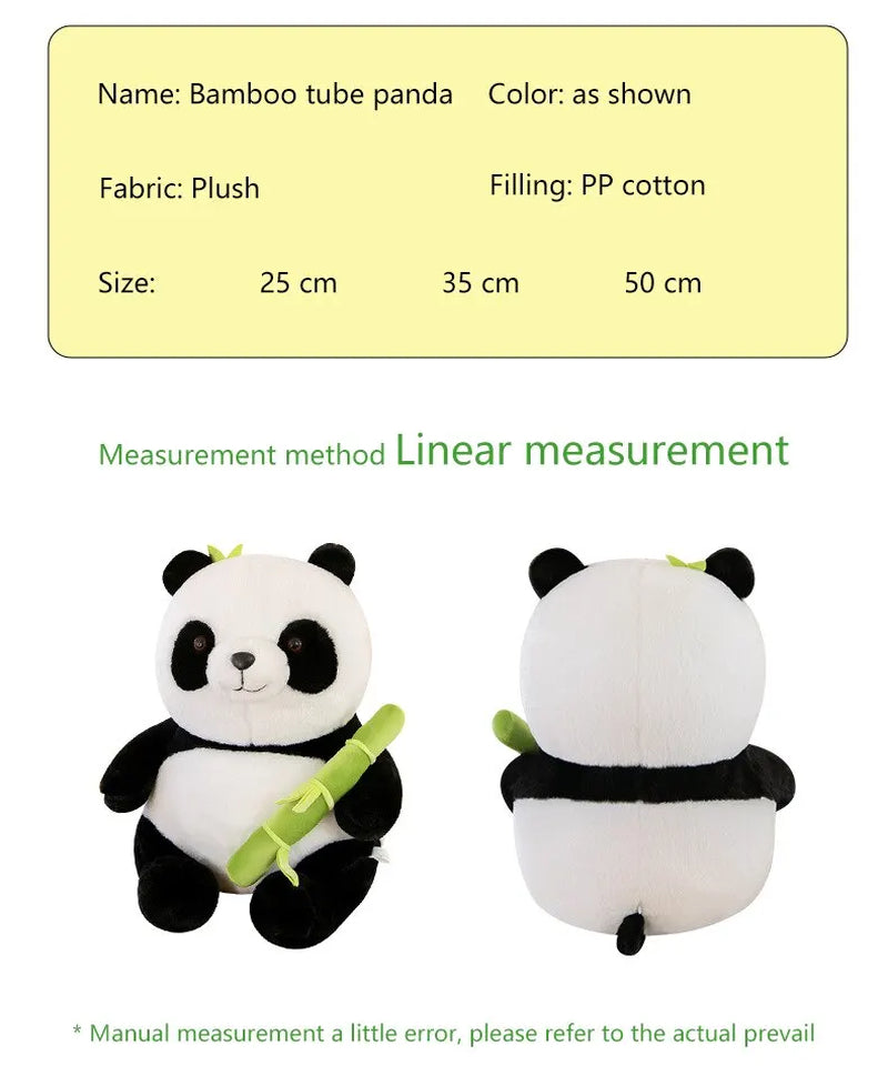 1 Set Cute Bamboo Tube Panda Plush Kawaii Tearful Panda Stuffed Animal Plushie Super Soft Hugging Pillow