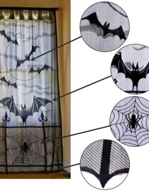 Load image into Gallery viewer, Halloween Decorative Curtains Halloween Window Curtains Black Lace Halloween Lampshade Cloth Decor Halloween Party Decoration
