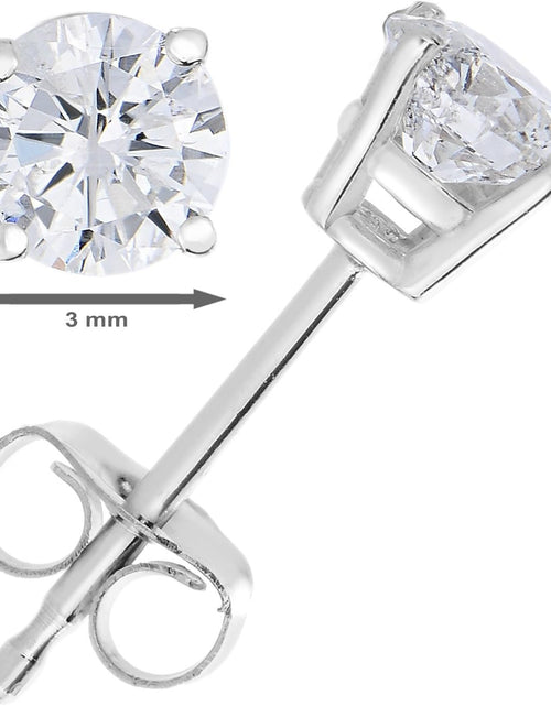 Load image into Gallery viewer, 1/4 to 1 Cttw Diamond Stud Earrings 14K White or Yellow Gold Push Backs round Basket
