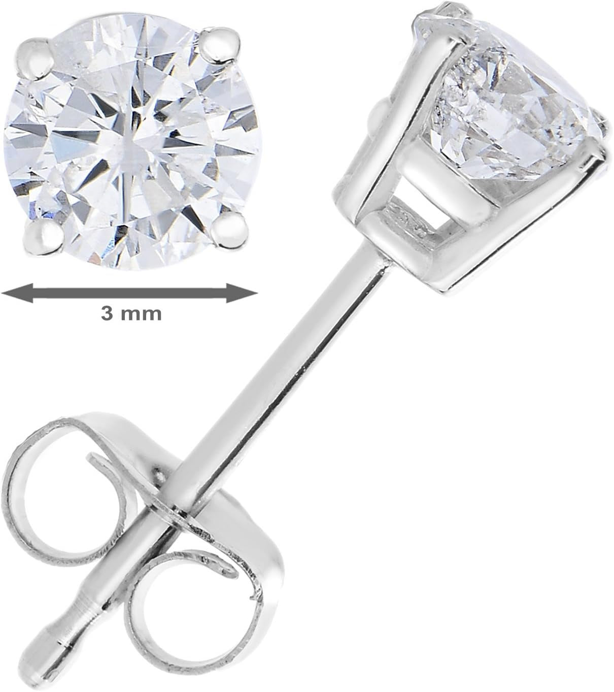 1/4 to 1 Cttw Diamond Stud Earrings 14K White or Yellow Gold Push Backs round Basket