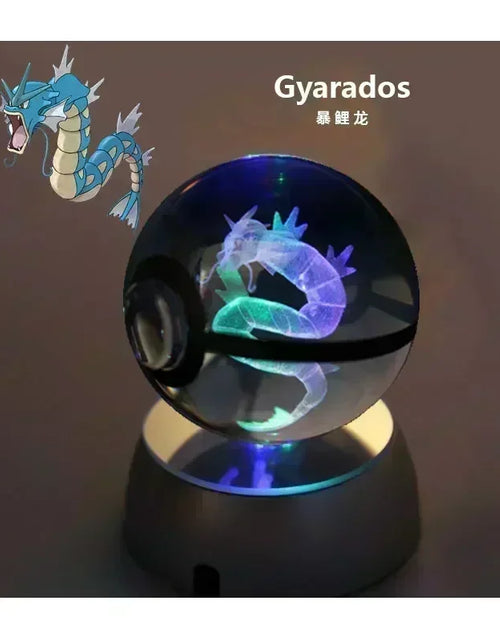 Load image into Gallery viewer, Pokemon Crystal Ball 3D Toys Snorlax Mewtwo Pikachu Figures Pokémon Engraving Model with LED Light Base Kids Gift Collectable
