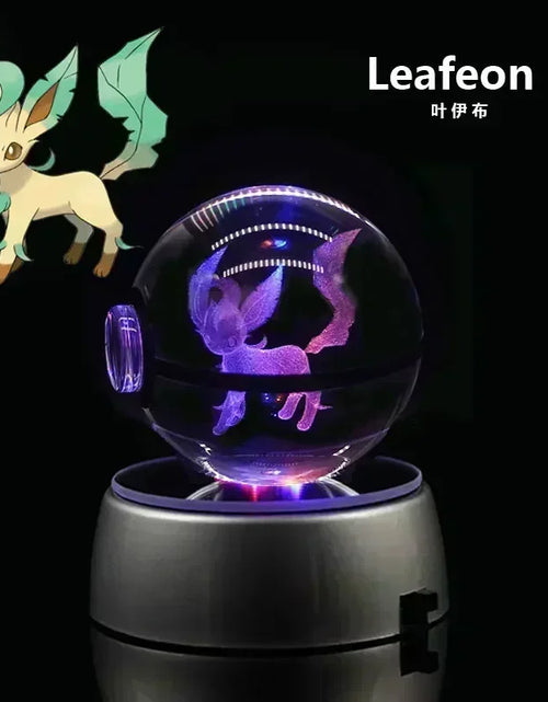 Load image into Gallery viewer, Pokemon Crystal Ball 3D Toys Snorlax Mewtwo Pikachu Figures Pokémon Engraving Model with LED Light Base Kids Gift Collectable
