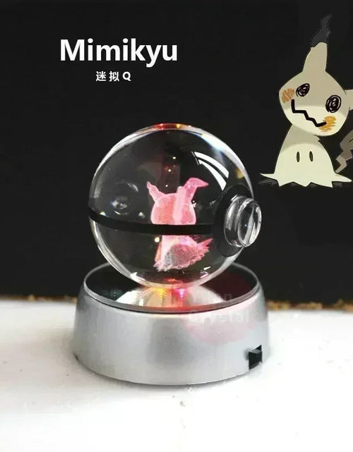 Load image into Gallery viewer, Pokemon Crystal Ball 3D Toys Snorlax Mewtwo Pikachu Figures Pokémon Engraving Model with LED Light Base Kids Gift Collectable
