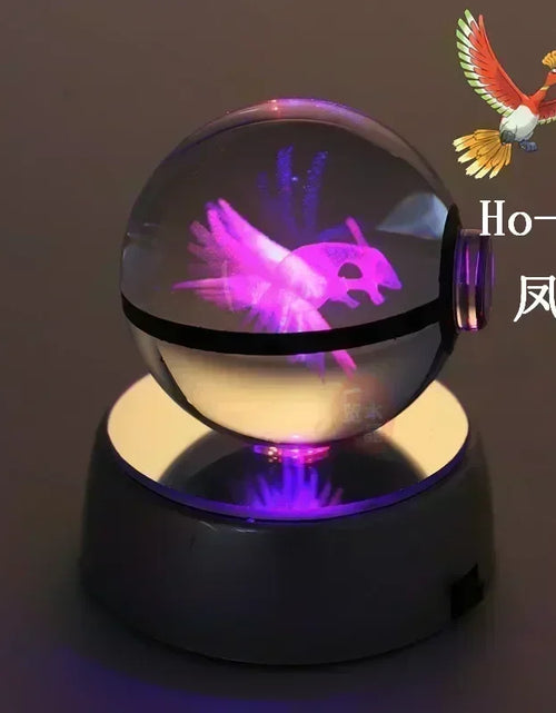 Load image into Gallery viewer, Pokemon Crystal Ball 3D Toys Snorlax Mewtwo Pikachu Figures Pokémon Engraving Model with LED Light Base Kids Gift Collectable
