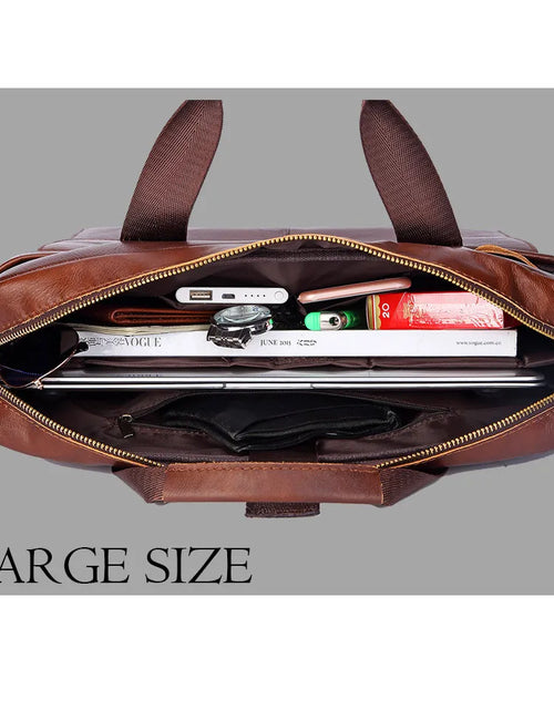 Load image into Gallery viewer, Men Genuine Leather Handbags Casual Leather Laptop Bags Male Business Travel Messenger Bags Men&#39;S Crossbody Shoulder Bag
