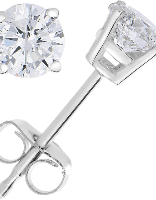 Load image into Gallery viewer, 1/4 to 1 Cttw Diamond Stud Earrings 14K White or Yellow Gold Push Backs round Basket
