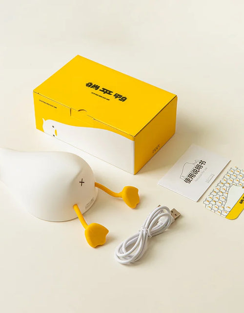 Load image into Gallery viewer, Lying Flat Duck Night Light Silicone Cute Light up Yellow Duck 3-Level Bedside Desk Touch Night Lamp Baby Kids Room Kawaii Decor
