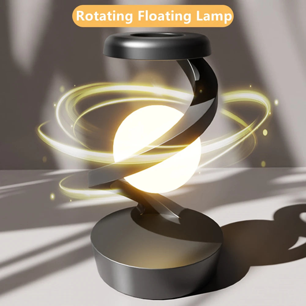 Creative Table Lamp, Rotating Floating Lamp, 15W Wireless Charger, Mobile Phone Wireless Charger, RGB Atmosphere Night Light