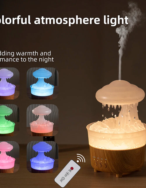 Load image into Gallery viewer, USB Rain Air Humidifier Electric Aroma Diffuser Rain Cloud Smell Desktop Relax Water Drops Sounds Colorful Night Light Household
