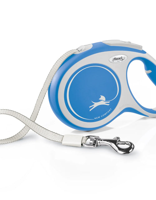 Load image into Gallery viewer, New Comfort Large Tape Retractable Dog Leash, 26 Ft, Blue (For Dogs up to 110 Lbs)
