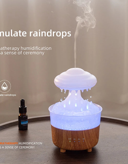 Load image into Gallery viewer, USB Rain Air Humidifier Electric Aroma Diffuser Rain Cloud Smell Desktop Relax Water Drops Sounds Colorful Night Light Household
