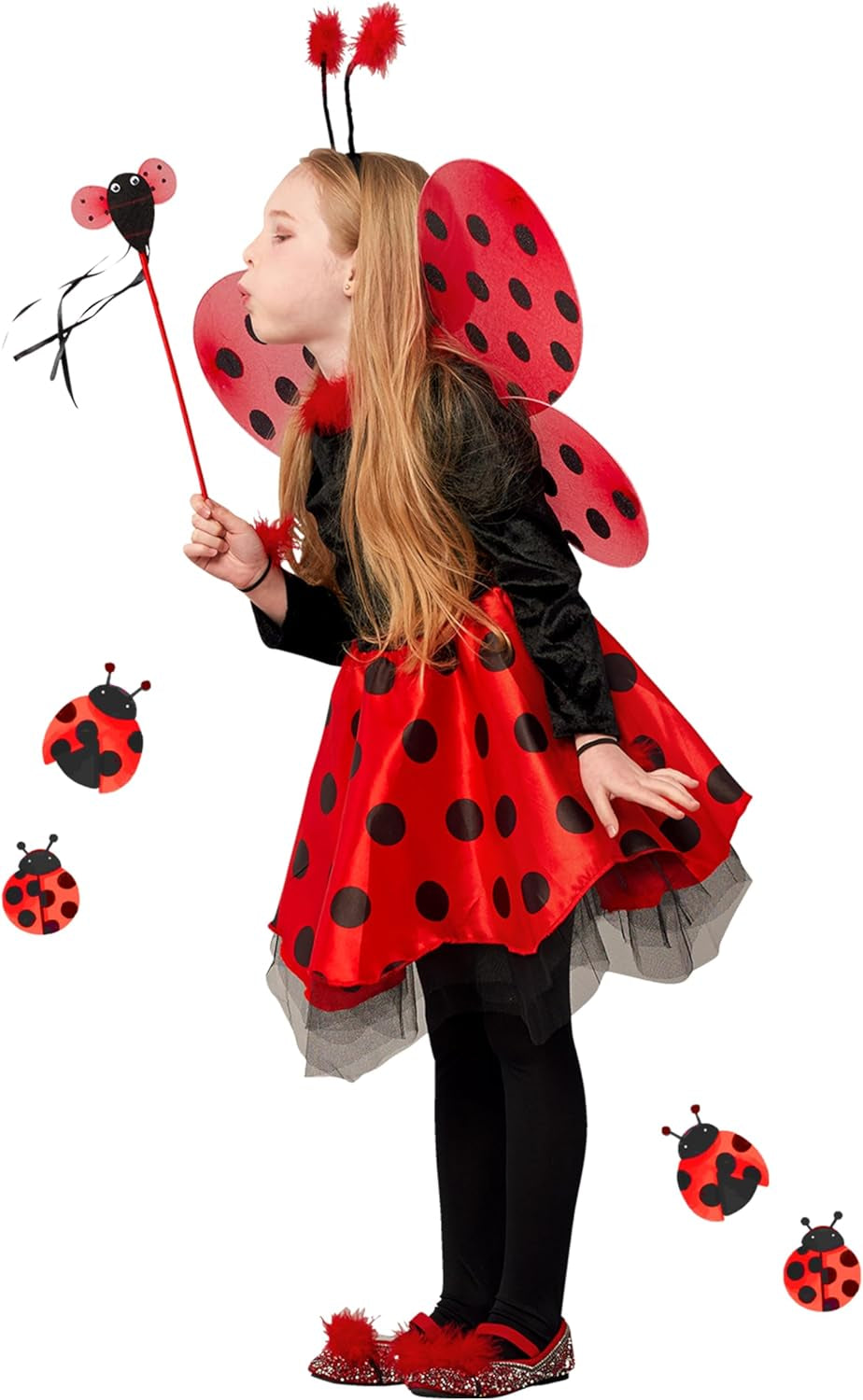 Ladybug Costume Ballerina Beetle Wings Fancy Dress up Outfit Ladybird Suit