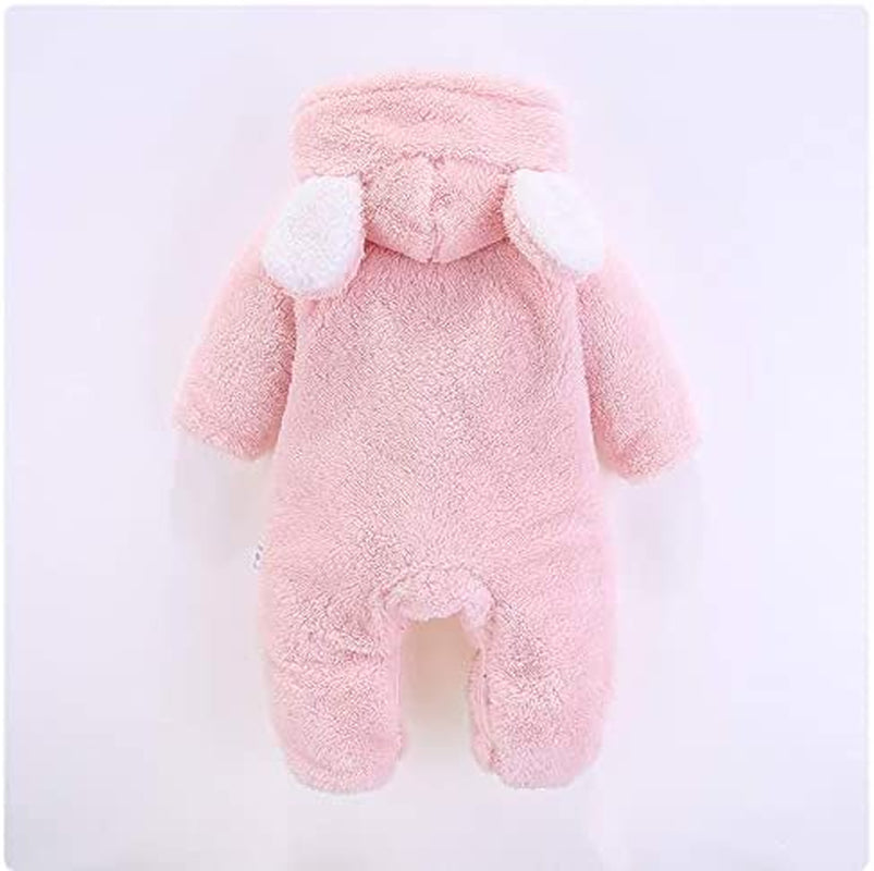 Newborn Baby Cartoon Bear Snowsuit Warm Fleece Hooded Romper Jumpsuit