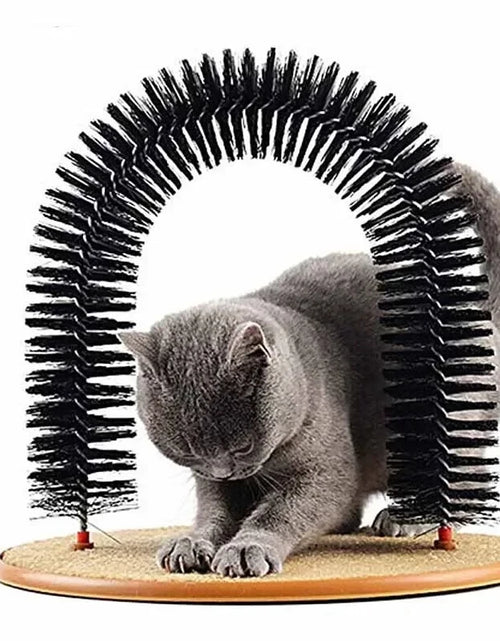 Load image into Gallery viewer, Cat Toy Arch Self Groome Pamper Feline with a Massage Grooming Rubbing Brush with Scratching Pad Toy for Cats Interactive Toys
