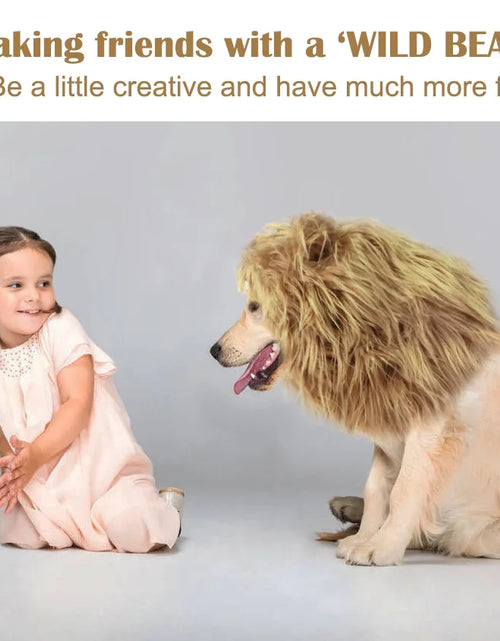 Load image into Gallery viewer, Lion Mane Wig for Dogs, Funny Pet Cat Costumes for Halloween Christmas, Furry Dog Clothing Accessories (Size L, Coffee)
