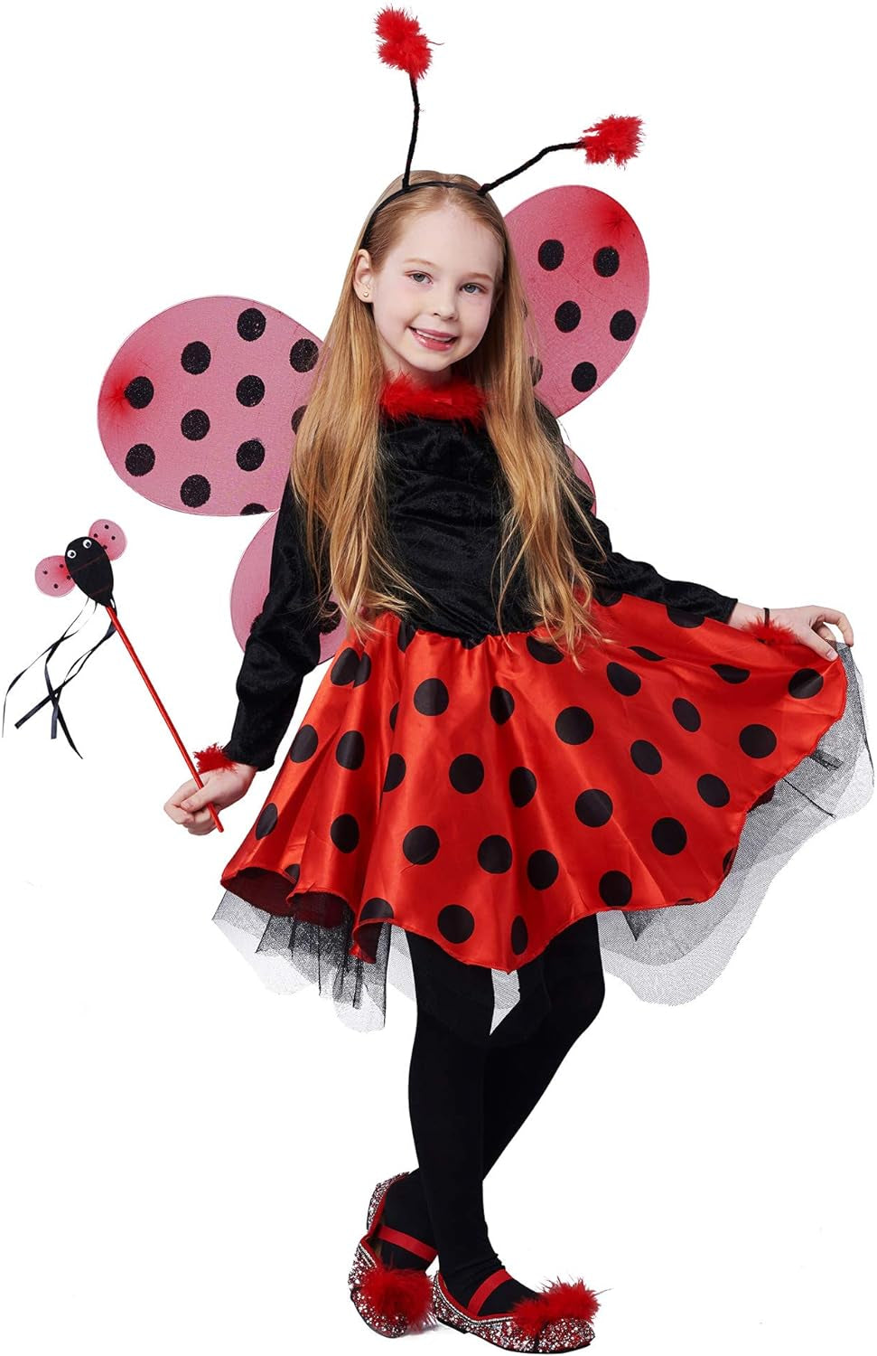 Ladybug Costume Ballerina Beetle Wings Fancy Dress up Outfit Ladybird Suit