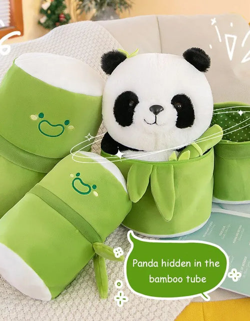 Load image into Gallery viewer, 1 Set Cute Bamboo Tube Panda Plush Kawaii Tearful Panda Stuffed Animal Plushie Super Soft Hugging Pillow
