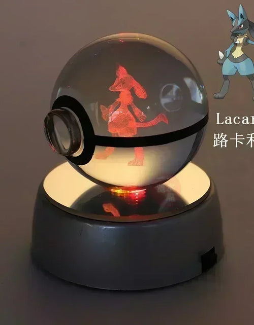 Load image into Gallery viewer, Pokemon Crystal Ball 3D Toys Snorlax Mewtwo Pikachu Figures Pokémon Engraving Model with LED Light Base Kids Gift Collectable
