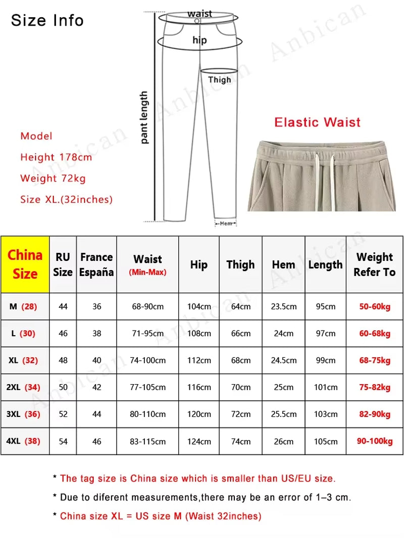 Winter Thick Fleece Warm Sweatpants Men Streetwear Wide-Leg Straight Loose Track Pants Male Casual Thermal Velvet Trousers