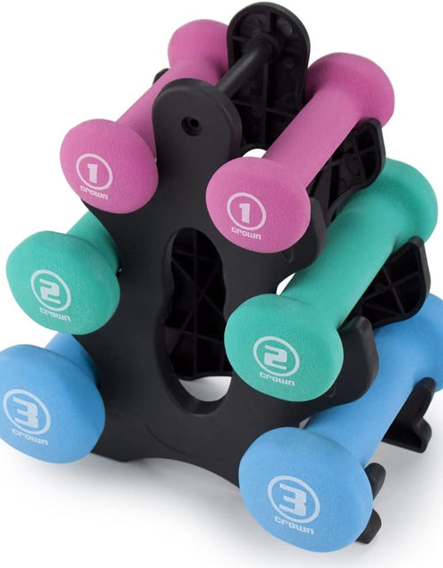 Load image into Gallery viewer, Set of 3 Pairs of Neoprene Body Sculpting Hand Weights with Stand
