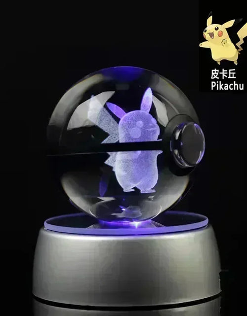 Load image into Gallery viewer, Pokemon Crystal Ball 3D Toys Snorlax Mewtwo Pikachu Figures Pokémon Engraving Model with LED Light Base Kids Gift Collectable
