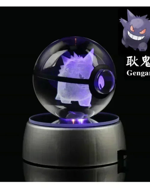 Load image into Gallery viewer, Pokemon Crystal Ball 3D Toys Snorlax Mewtwo Pikachu Figures Pokémon Engraving Model with LED Light Base Kids Gift Collectable
