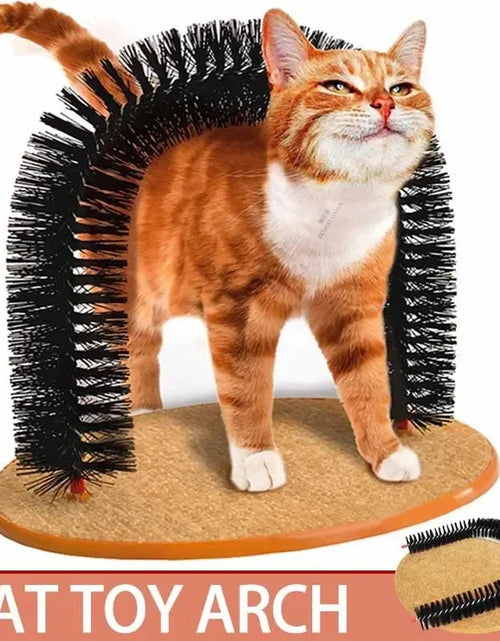 Load image into Gallery viewer, Cat Toy Arch Self Groome Pamper Feline with a Massage Grooming Rubbing Brush with Scratching Pad Toy for Cats Interactive Toys
