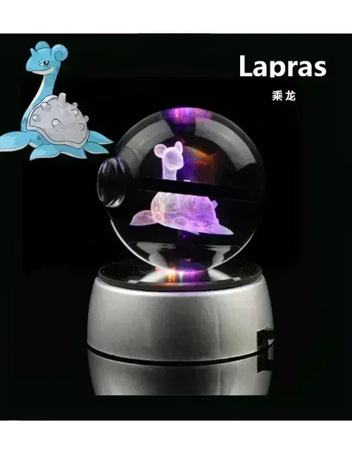 Load image into Gallery viewer, Pokemon Crystal Ball 3D Toys Snorlax Mewtwo Pikachu Figures Pokémon Engraving Model with LED Light Base Kids Gift Collectable
