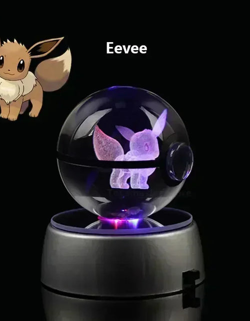 Load image into Gallery viewer, Pokemon Crystal Ball 3D Toys Snorlax Mewtwo Pikachu Figures Pokémon Engraving Model with LED Light Base Kids Gift Collectable
